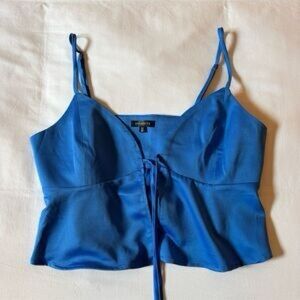 Dynamite Vibrant Blue Camisole satin silk tie front tank top going out nwot
